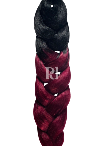 2 tone ombre braiding hair - black/burgundy