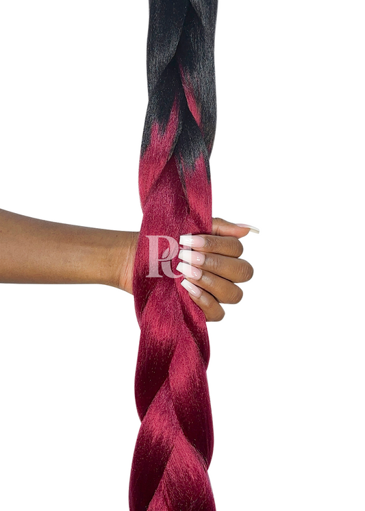 2 tone ombre braiding hair - black/burgundy