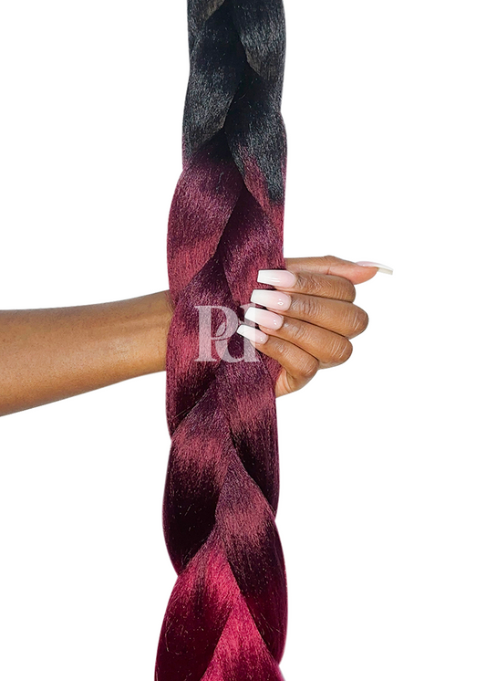 3 tone ombre braiding hair - black/burgundy/red